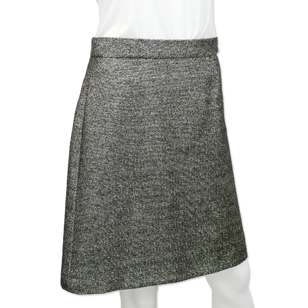 Chanel Metallic Gold Tweed Midi Skirt