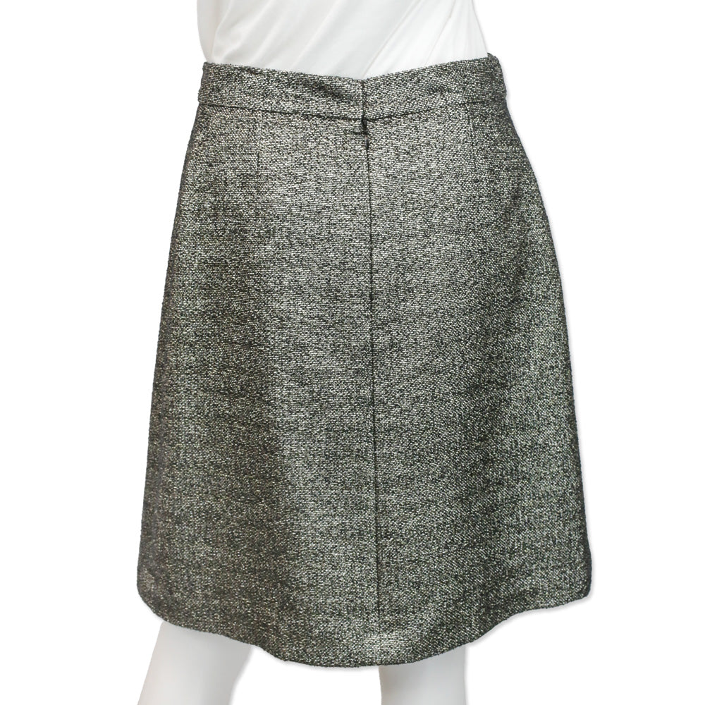 Chanel Metallic Gold Tweed Midi Skirt
