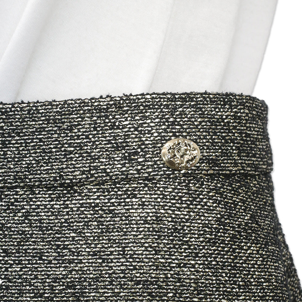 Chanel Metallic Gold Tweed Midi Skirt