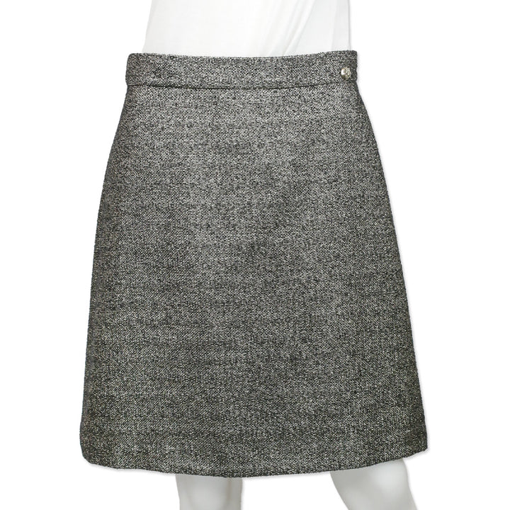 Chanel Metallic Gold Tweed Midi Skirt