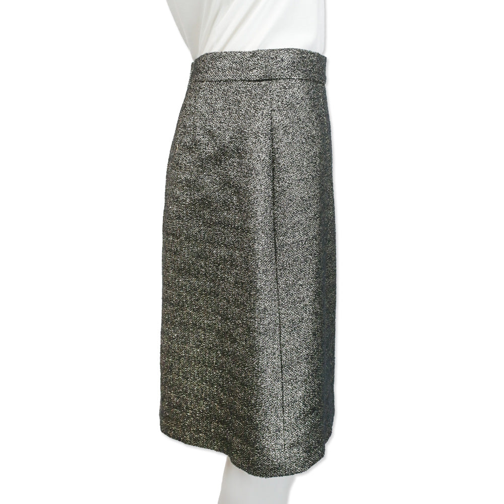 Chanel Metallic Gold Tweed Midi Skirt