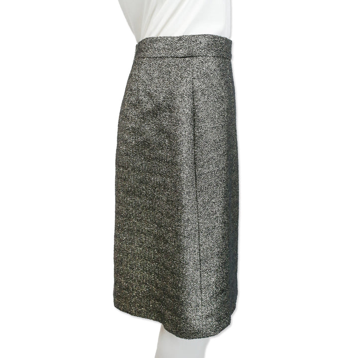 Chanel Metallic Gold Tweed Midi Skirt