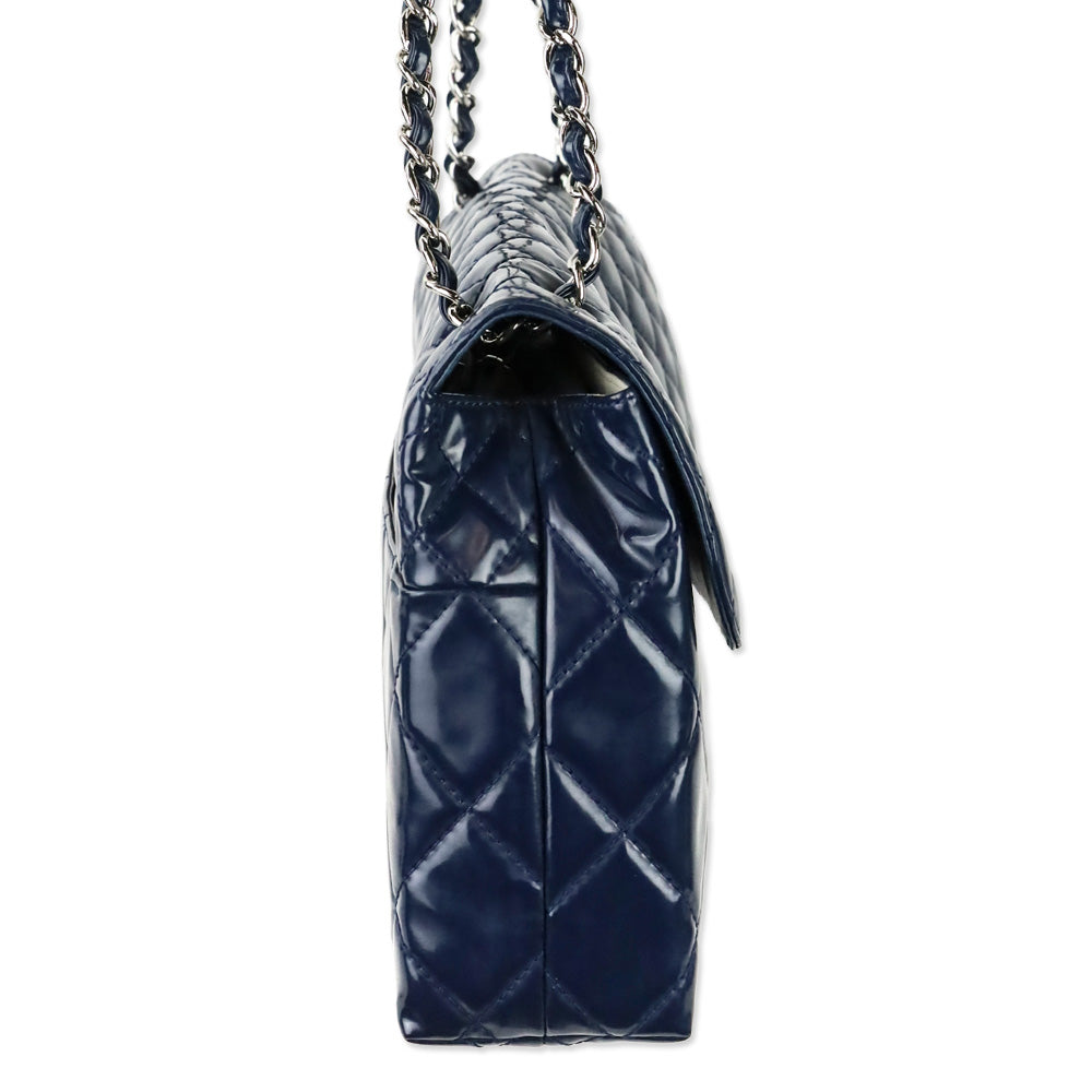 Chanel Navy Blue Quilted Vinyl In-The-Business Flap Bag