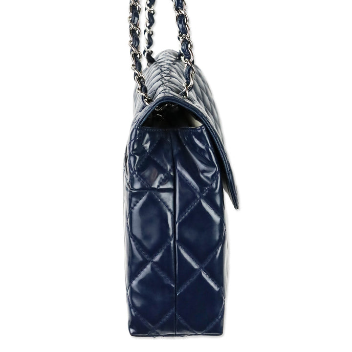 Chanel Navy Blue Quilted Vinyl In-The-Business Flap Bag