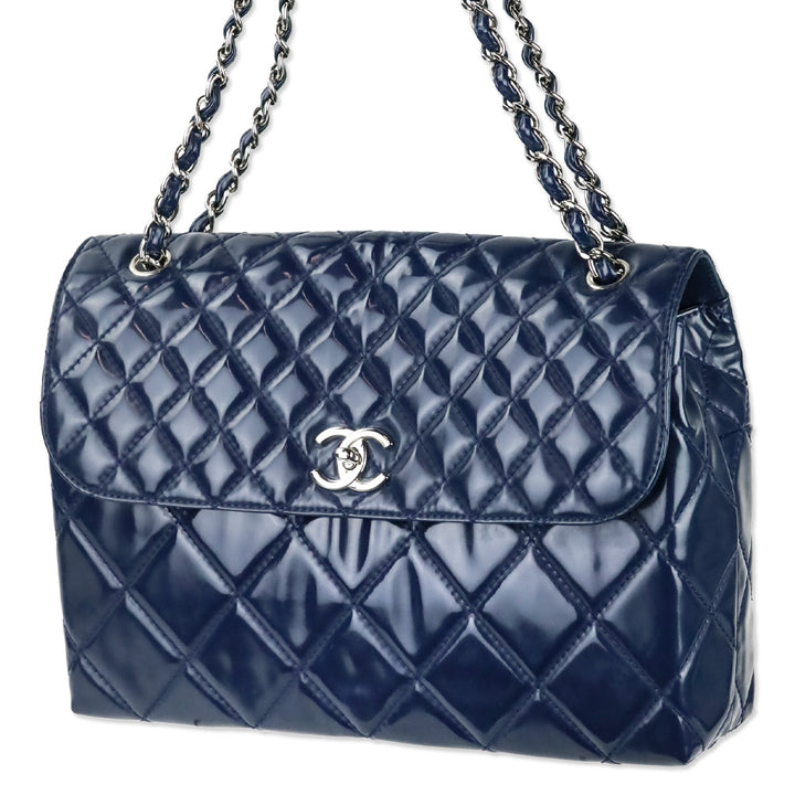 Chanel Navy Blue Quilted Vinyl In-The-Business Flap Bag