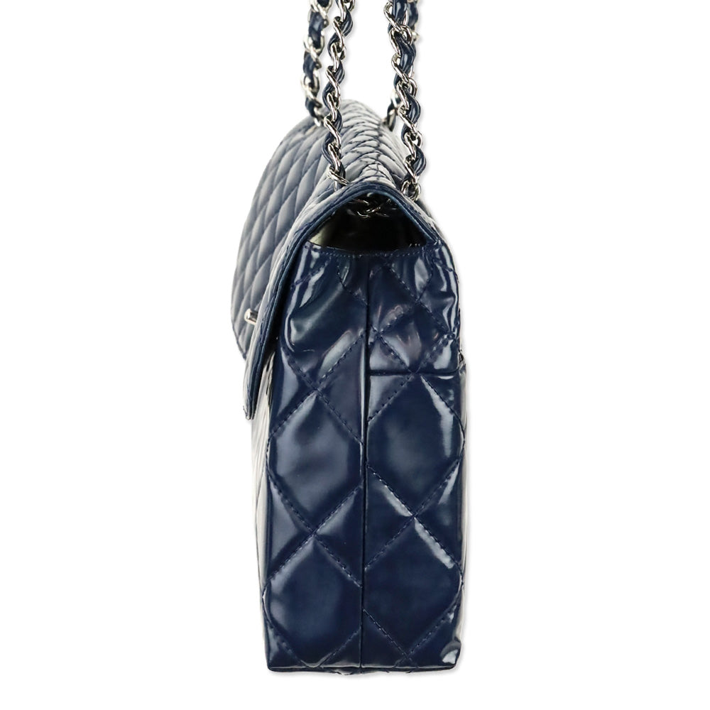 Chanel Navy Blue Quilted Vinyl In-The-Business Flap Bag