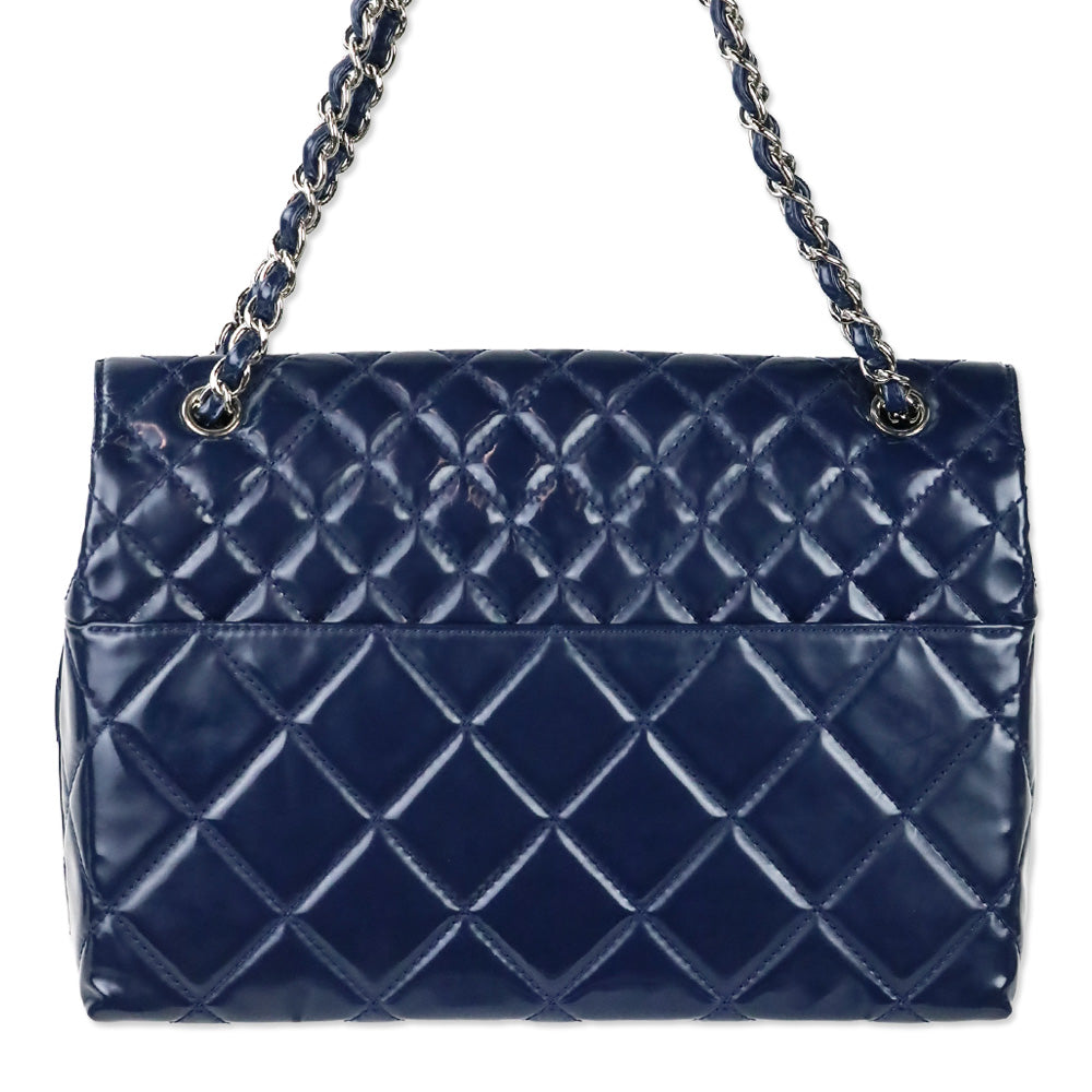 Chanel Navy Blue Quilted Vinyl In-The-Business Flap Bag