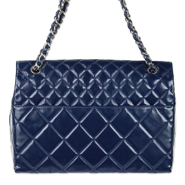 Chanel Navy Blue Quilted Vinyl In-The-Business Flap Bag