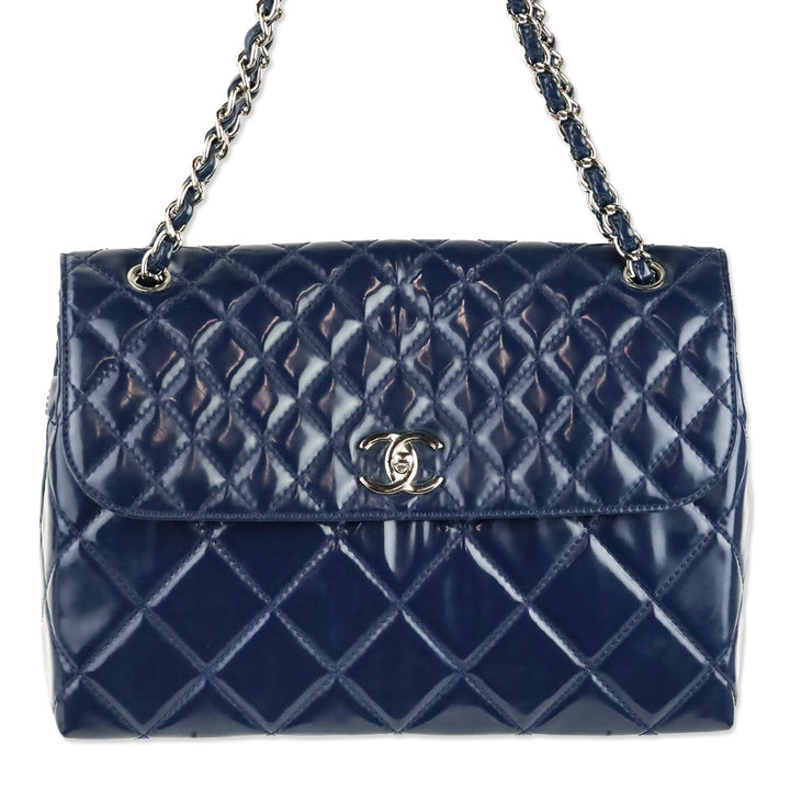 Chanel Navy Blue Quilted Vinyl In-The-Business Flap Bag