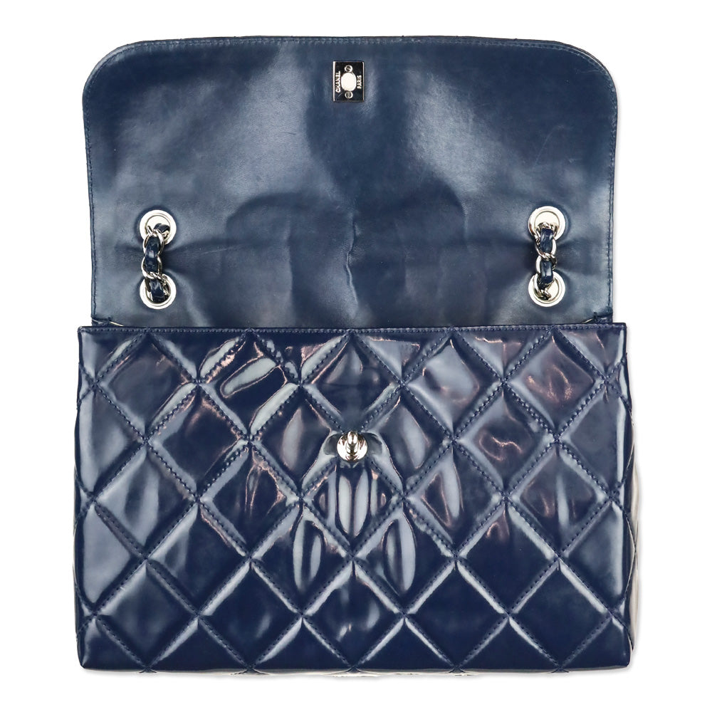 Chanel Navy Blue Quilted Vinyl In-The-Business Flap Bag