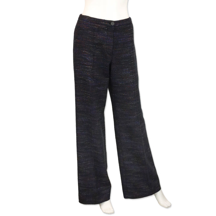 Chanel Navy Multi Tweed Wide Leg Pants