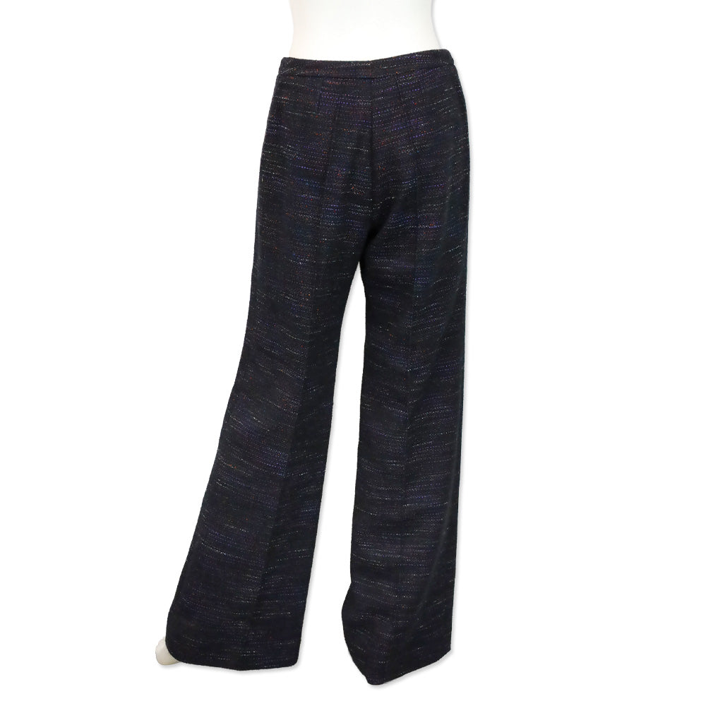 Chanel Navy Multi Tweed Wide Leg Pants