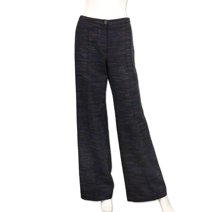 Chanel Navy Multi Tweed Wide Leg Pants