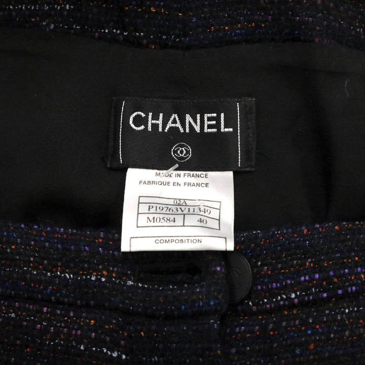 Chanel Navy Multi Tweed Wide Leg Pants