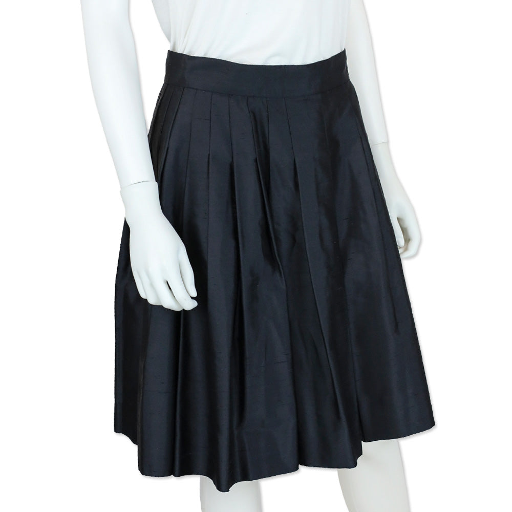 Chanel Navy Pleated High-Waisted Wide-Leg Shorts