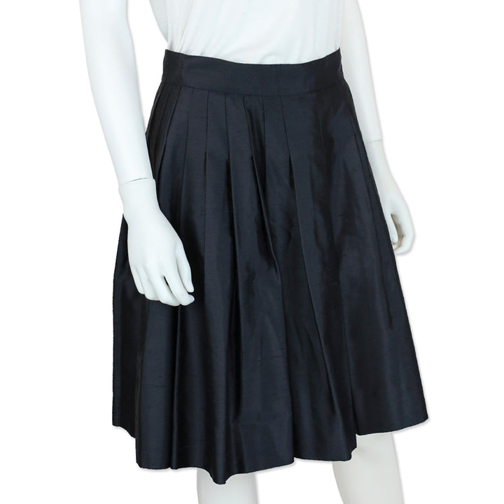 Chanel Navy Pleated High-Waisted Wide-Leg Shorts