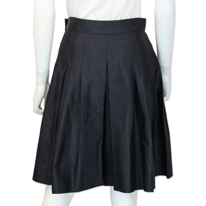 Chanel Navy Pleated High-Waisted Wide-Leg Shorts