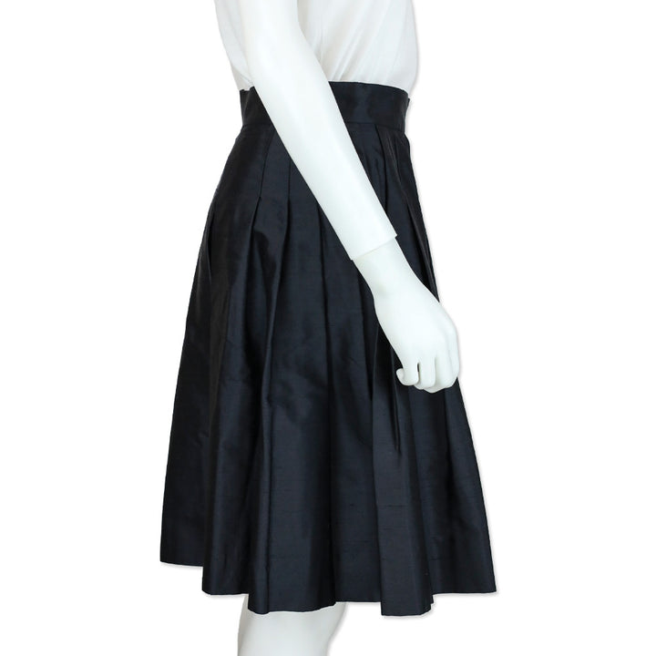 Chanel Navy Pleated High-Waisted Wide-Leg Shorts