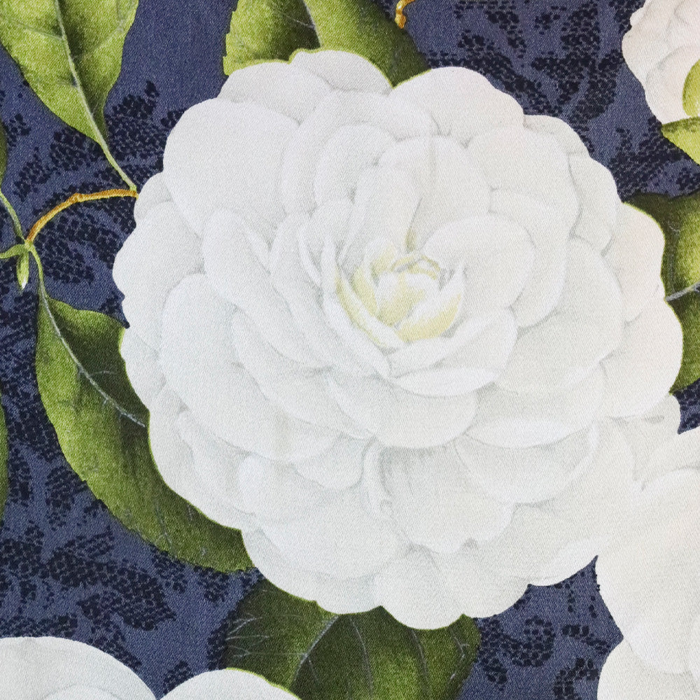 Chanel Navy & Cream Camilla Print Silk Scarf