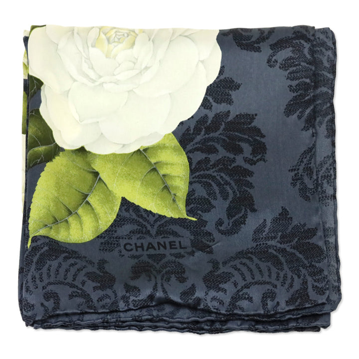 Chanel Navy & Cream Camilla Print Silk Scarf