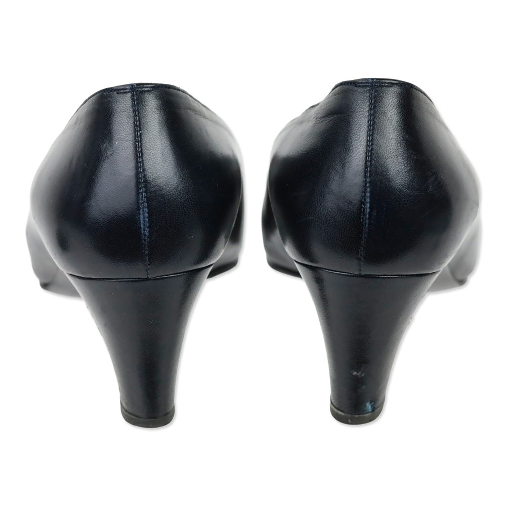 Chanel Navy and Black Leather Cap Toe Pump