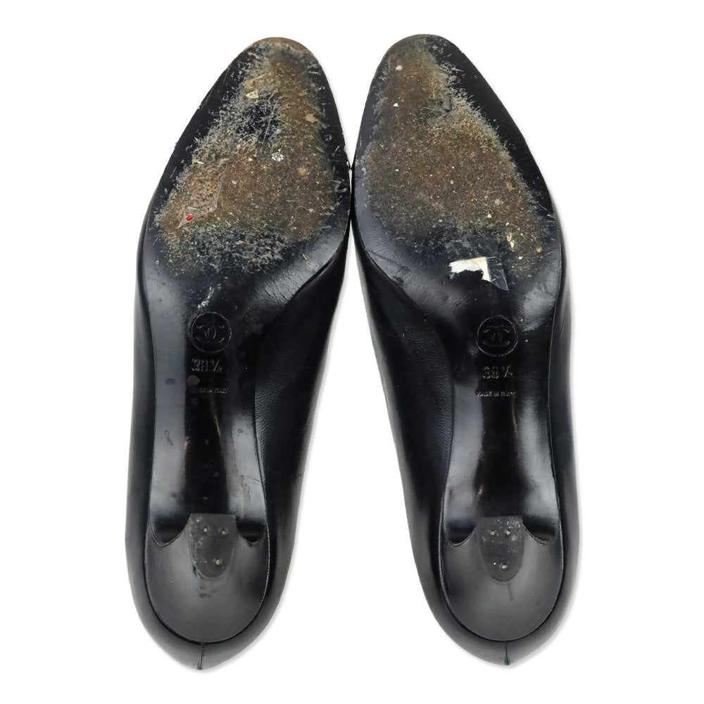Chanel Navy and Black Leather Cap Toe Pump