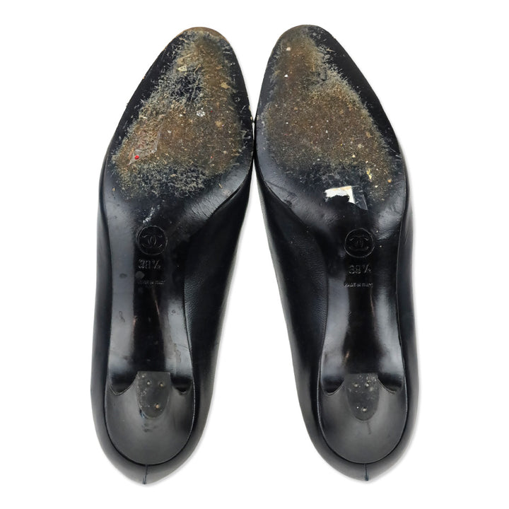 Chanel Navy and Black Leather Cap Toe Pump