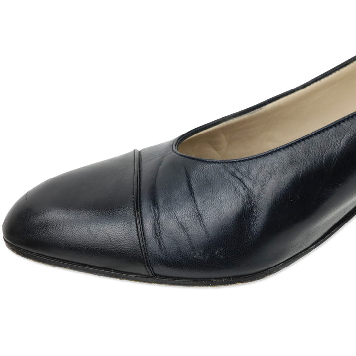 Chanel Navy and Black Leather Cap Toe Pump