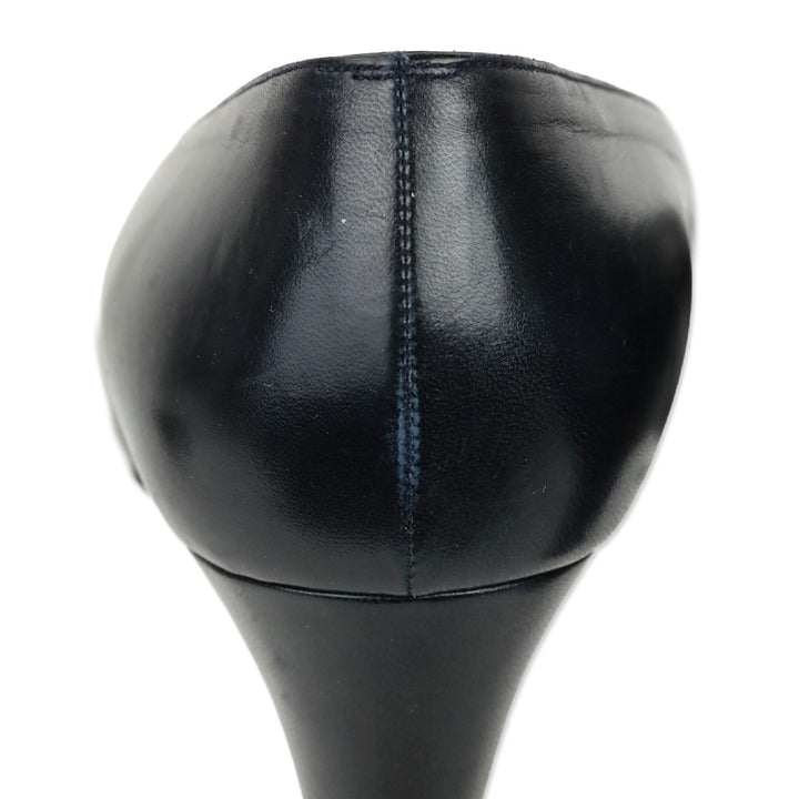 Chanel Navy and Black Leather Cap Toe Pump