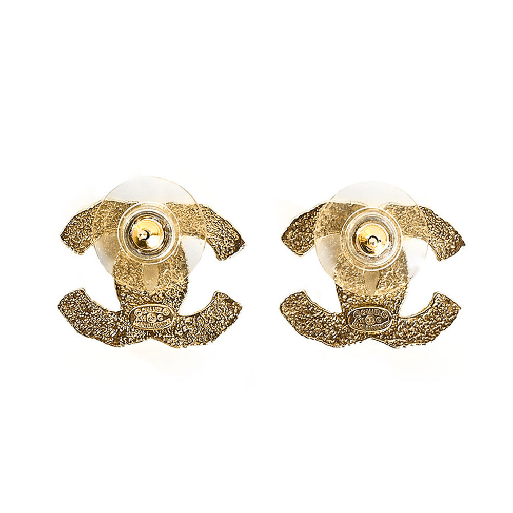 Chanel Pearl & Gold Interlocking CC Post Earrings