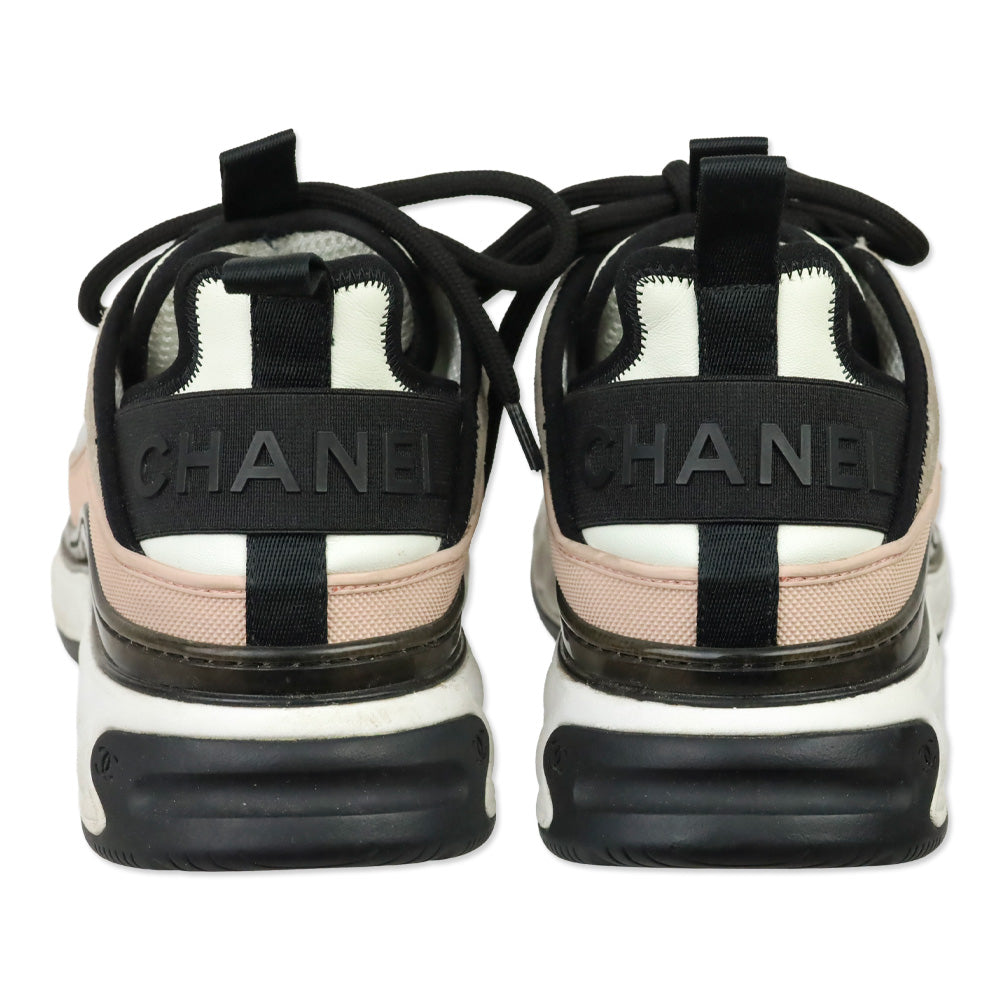 Chanel Pink/Gray/Black Fabric & Suede Calfskin Sneaker