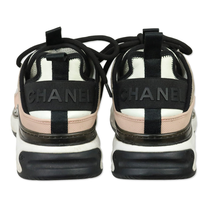Chanel Pink/Gray/Black Fabric & Suede Calfskin Sneaker
