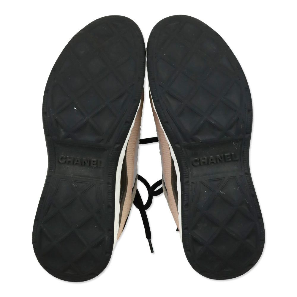 Chanel Pink/Gray/Black Fabric & Suede Calfskin Sneaker