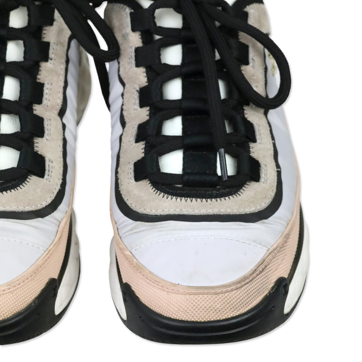 Chanel Pink/Gray/Black Fabric & Suede Calfskin Sneaker