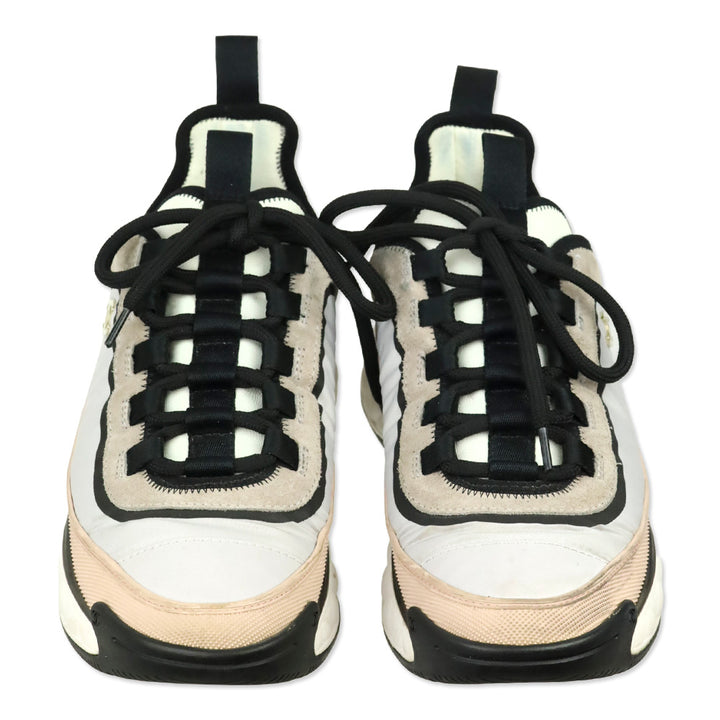 Chanel Pink/Gray/Black Fabric & Suede Calfskin Sneaker