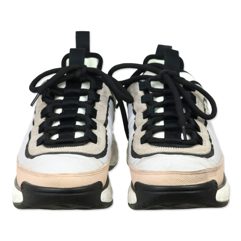 Chanel Pink/Gray/Black Fabric & Suede Calfskin Sneaker