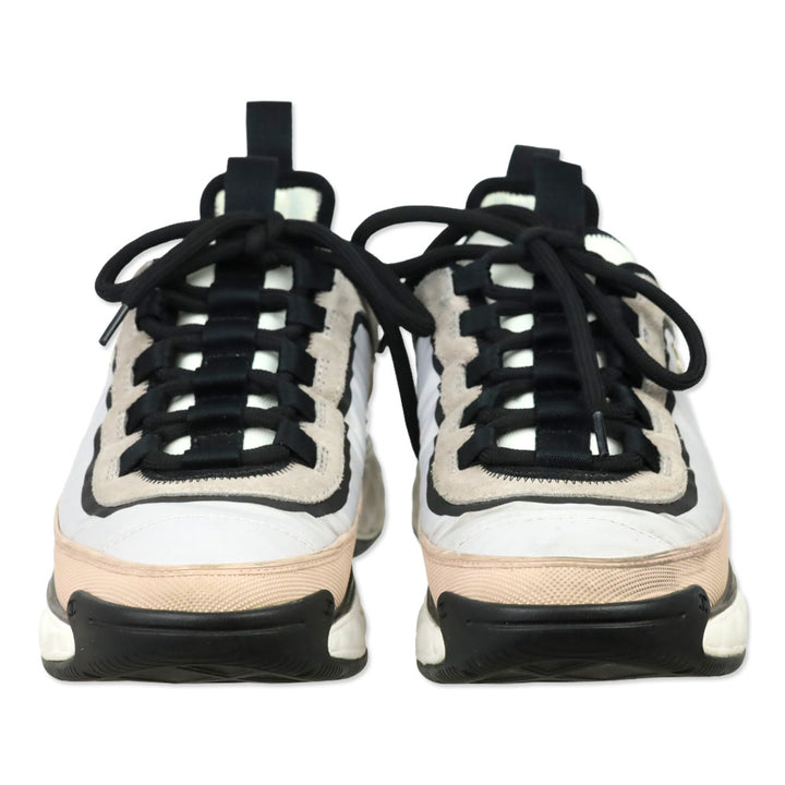 Chanel Pink/Gray/Black Fabric & Suede Calfskin Sneaker
