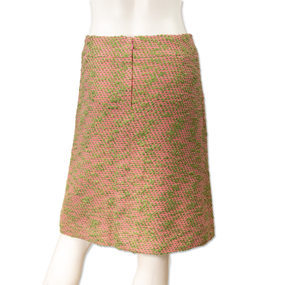 Chanel Pink and Green Tweed Midi Skirt