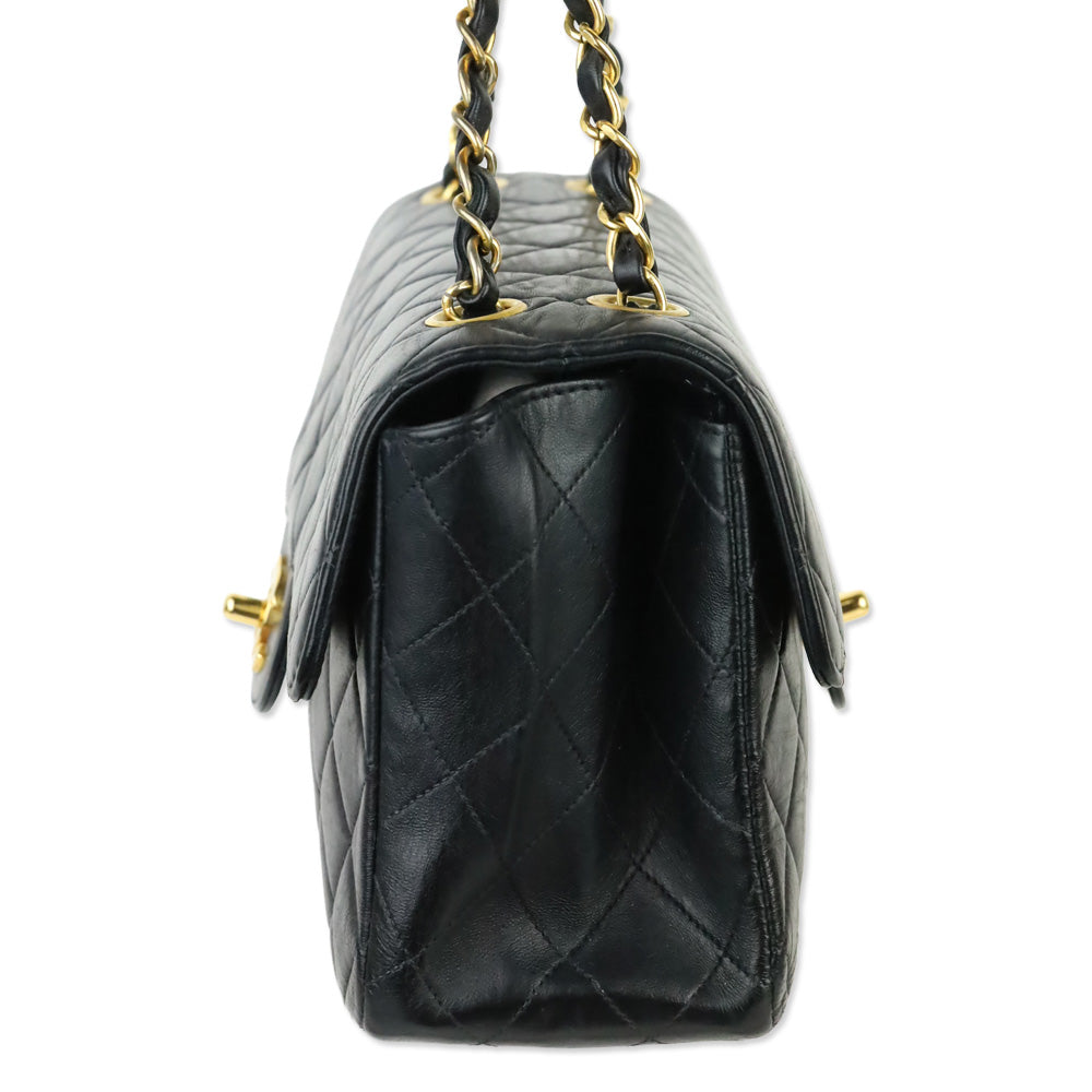 Chanel Rare Small Black Quilted Lambskin Double Sided Flap Bag with 24K Gold Hardware