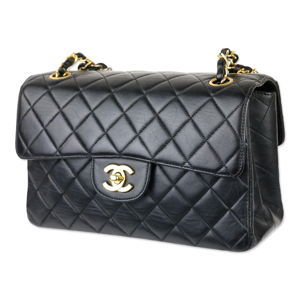Chanel Rare Small Black Quilted Lambskin Double Sided Flap Bag with 24K Gold Hardware