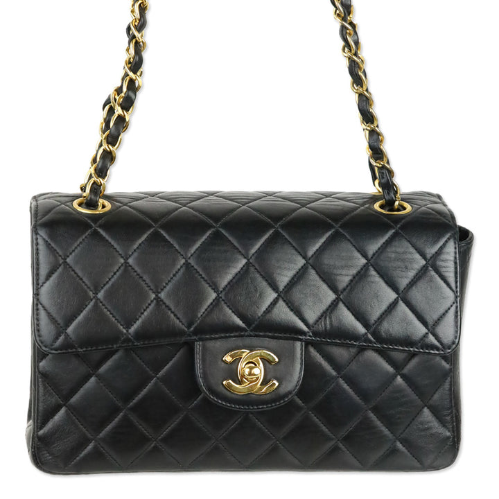 Chanel Rare Small Black Quilted Lambskin Double Sided Flap Bag with 24K Gold Hardware