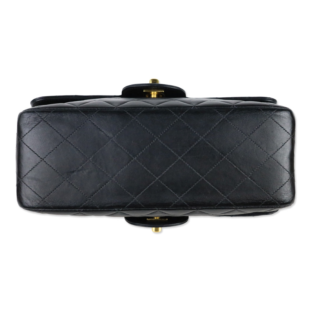 Chanel Rare Small Black Quilted Lambskin Double Sided Flap Bag with 24K Gold Hardware