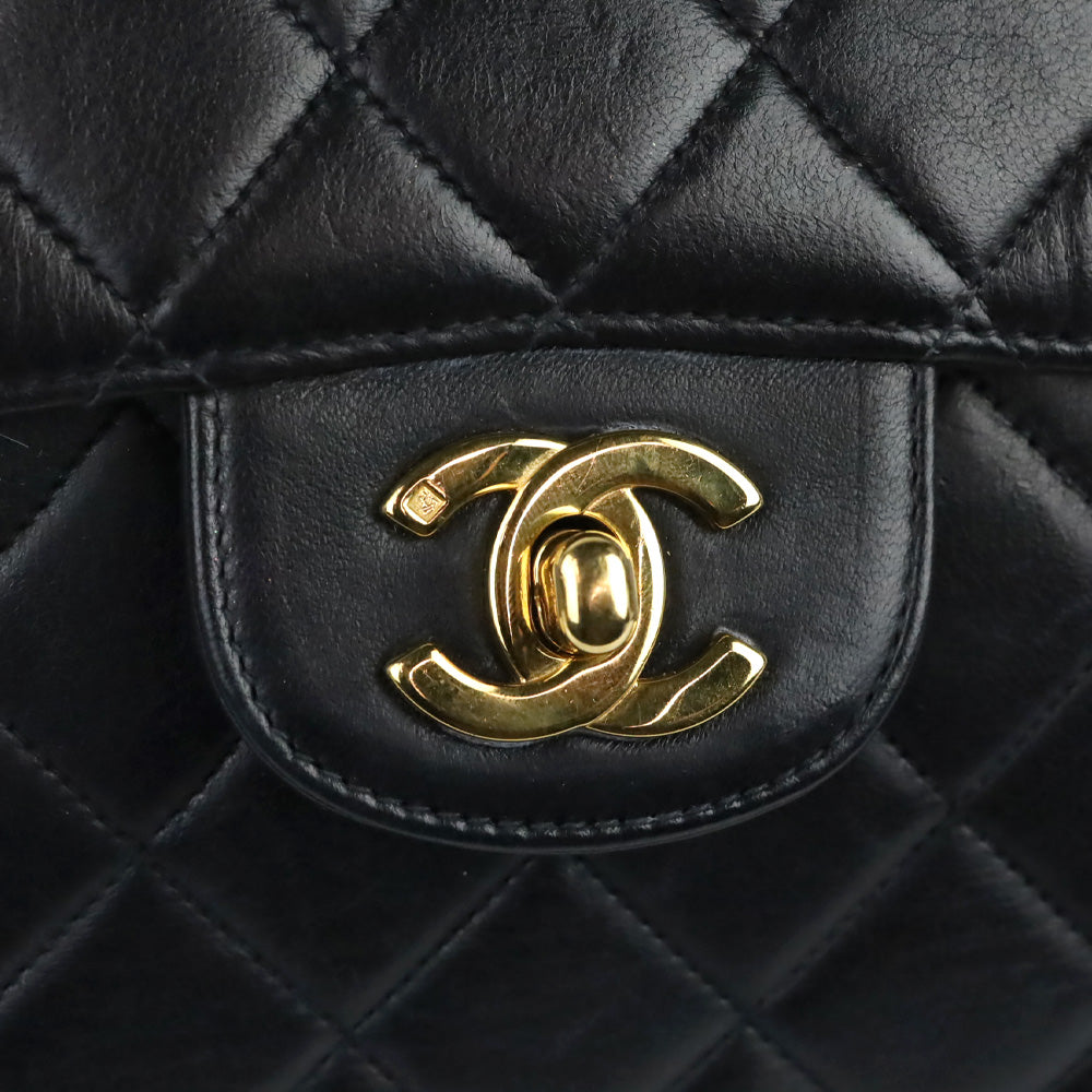 Chanel Rare Small Black Quilted Lambskin Double Sided Flap Bag with 24K Gold Hardware