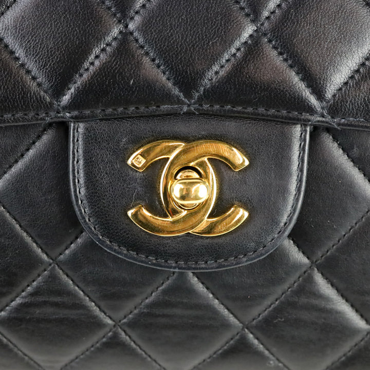 Chanel Rare Small Black Quilted Lambskin Double Sided Flap Bag with 24K Gold Hardware