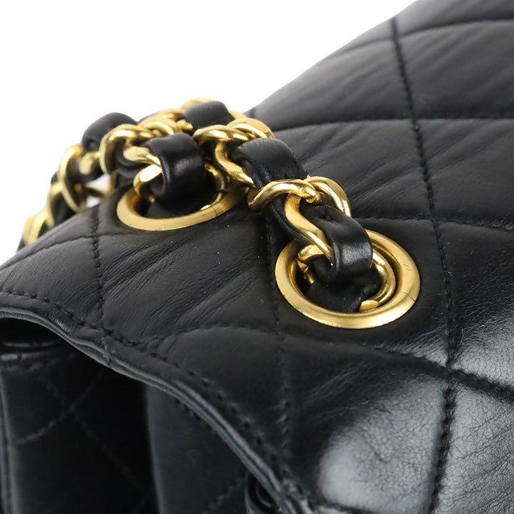 Chanel Rare Small Black Quilted Lambskin Double Sided Flap Bag with 24K Gold Hardware