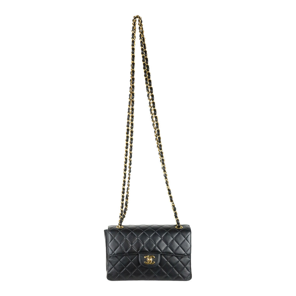 Chanel Rare Small Black Quilted Lambskin Double Sided Flap Bag with 24K Gold Hardware