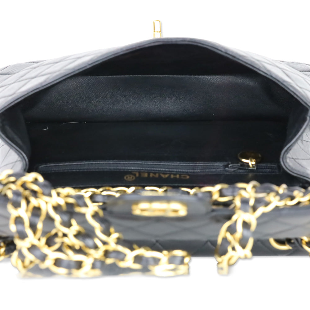 Chanel Rare Small Black Quilted Lambskin Double Sided Flap Bag with 24K Gold Hardware
