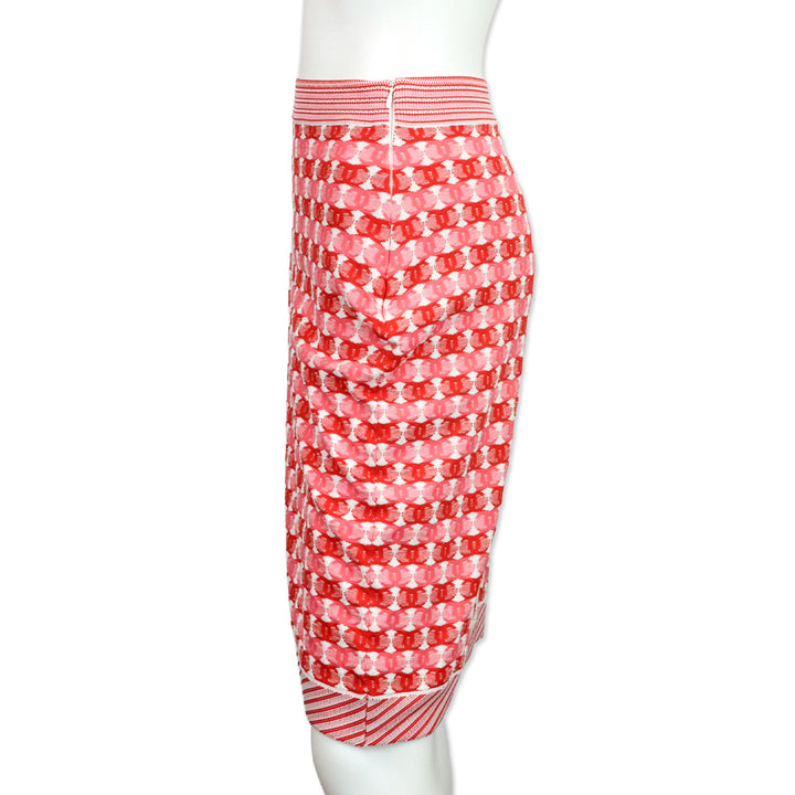 Chanel Red/Pink CC Logo Jacquard Knit Midi Skirt