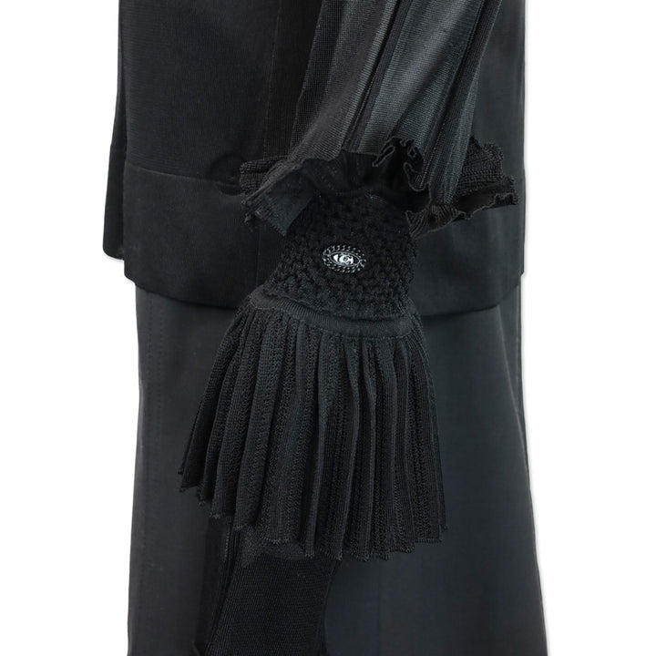 Chanel S/S 2008 Black Rayon Knit Ruffle Sleeve Sheer Sweater