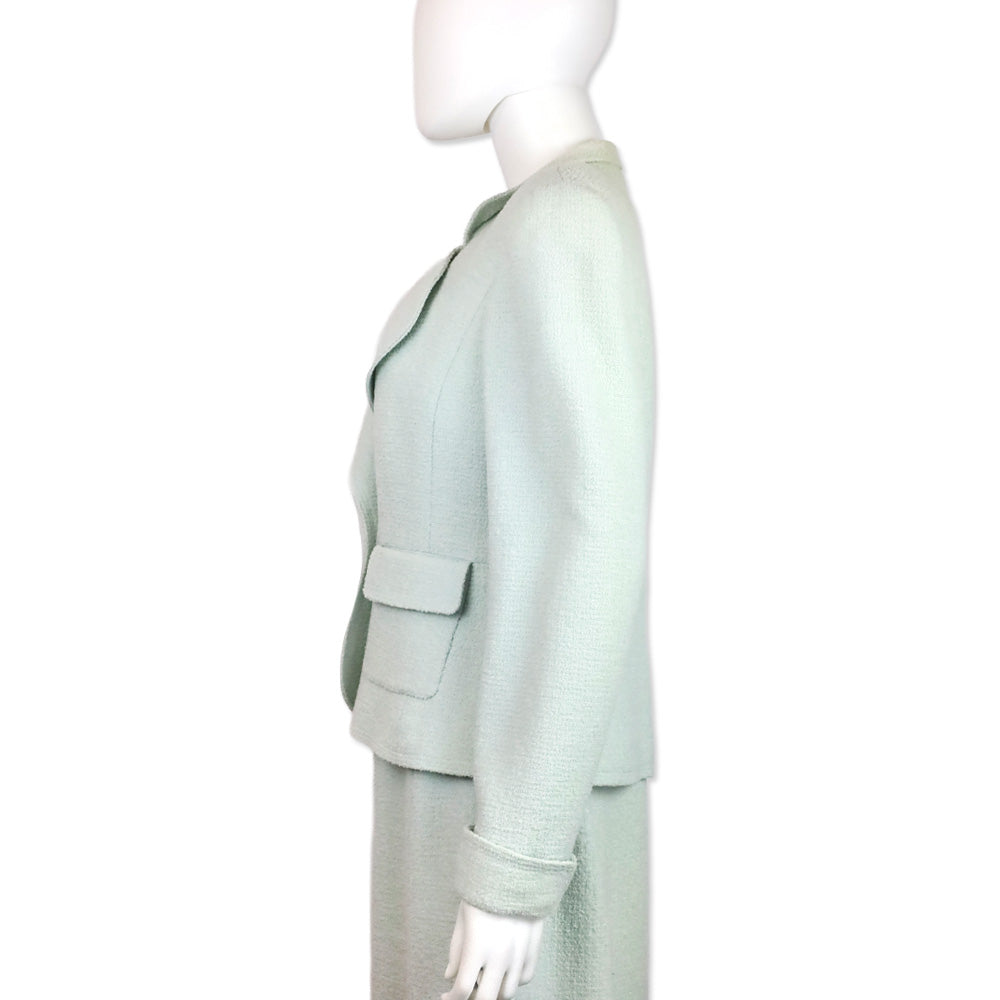 Chanel S/S 97 Light Teal Tweed Double-Breasted Blazer